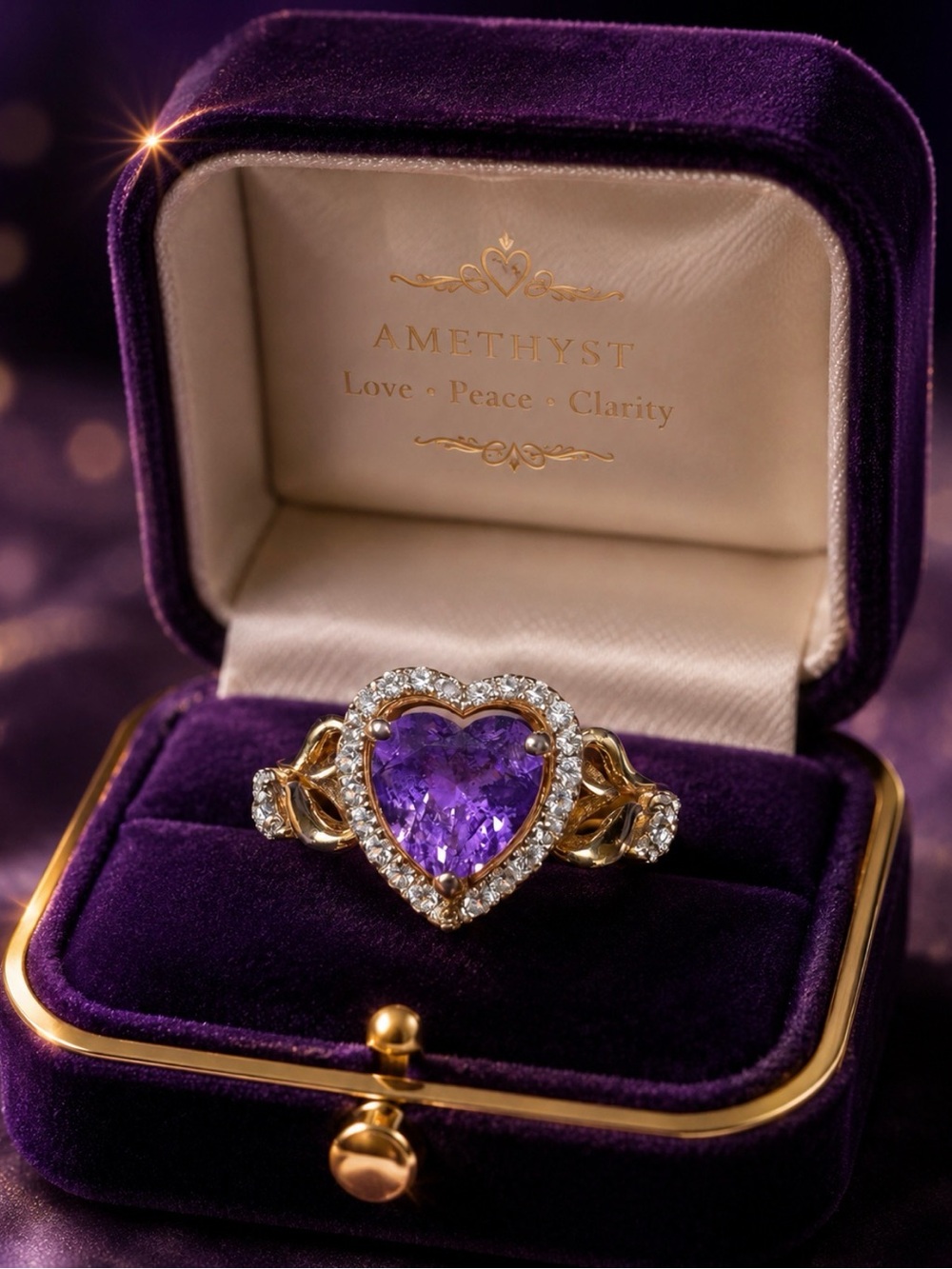 Ring 14k over 925 Sterling Silver Amethyst Gemstone Lab Sapphires